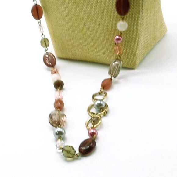 Lia Sophia BEAUJOLAIS Necklace Long Acrylic & Resin Beads Gold-tone Chain Retire - Picture 10 of 15